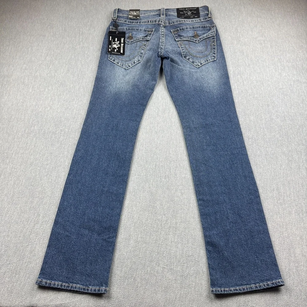 True Religion Jeans Mens 29X33 Blue Ricky Flap Big T Denim Relaxed Straight NWT